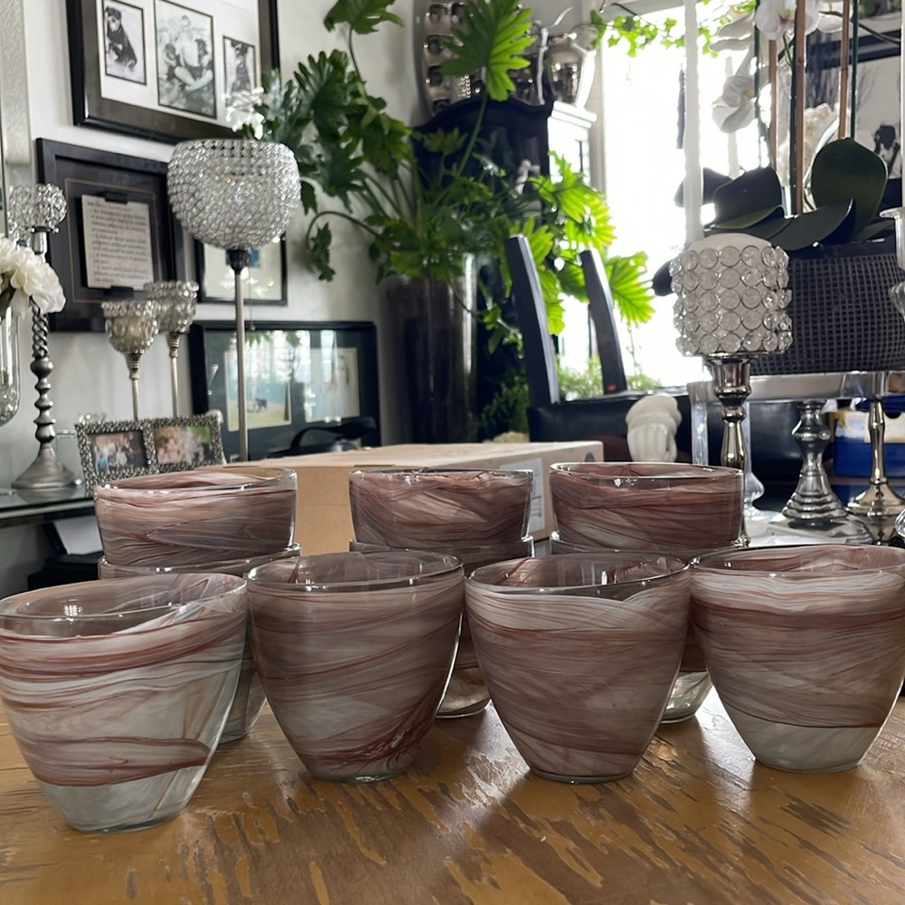 10 pc Marbled Glass tumbler / stemless wine glass